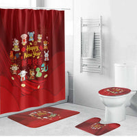 Chinese Zodiac Happy New Year Bathroom Set Festive Cartoon Illustration Style