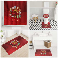 Chinese Zodiac Happy New Year Bathroom Set Festive Cartoon Illustration Style
