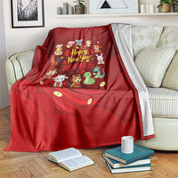 Chinese Zodiac Happy New Year Blanket Festive Cartoon Illustration Style