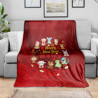 Chinese Zodiac Happy New Year Blanket Festive Cartoon Illustration Style