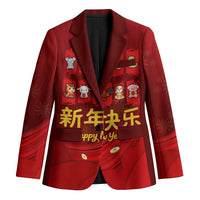 Chinese Zodiac Happy New Year Blazer Festive Cartoon Illustration Style