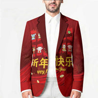 Chinese Zodiac Happy New Year Blazer Festive Cartoon Illustration Style