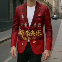 Chinese Zodiac Happy New Year Blazer Festive Cartoon Illustration Style