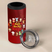 Chinese Zodiac Happy New Year 4 in 1 Can Cooler Tumbler Festive Cartoon Illustration Style