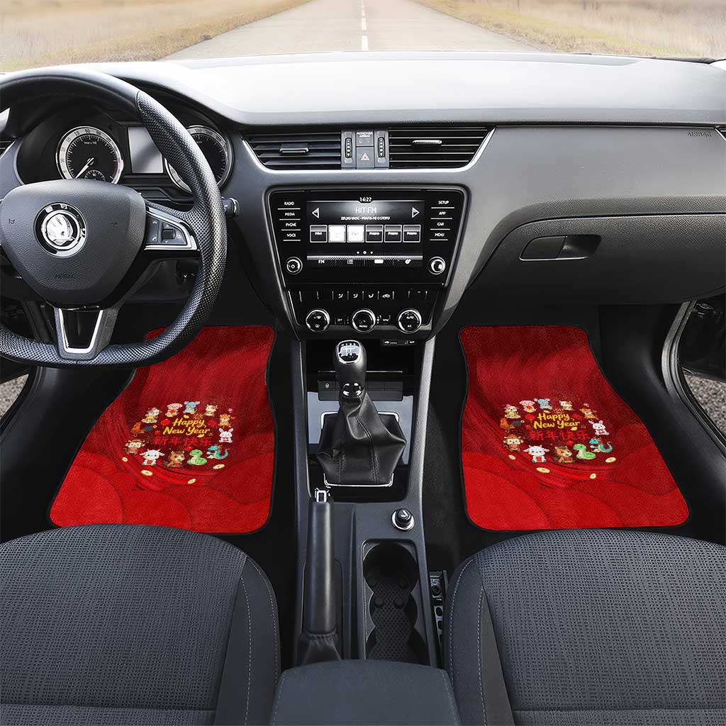 Chinese Zodiac Happy New Year Car Mats Festive Cartoon Illustration Style