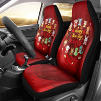 Chinese Zodiac Happy New Year Car Seat Cover Festive Cartoon Illustration Style
