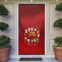 Chinese Zodiac Happy New Year Door Cover Festive Cartoon Illustration Style