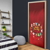 Chinese Zodiac Happy New Year Door Cover Festive Cartoon Illustration Style