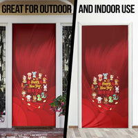 Chinese Zodiac Happy New Year Door Cover Festive Cartoon Illustration Style