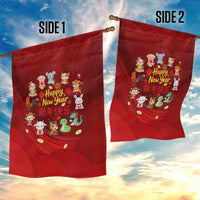 Chinese Zodiac Happy New Year Garden Flag Festive Cartoon Illustration Style