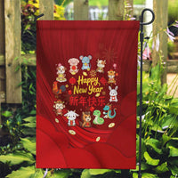 Chinese Zodiac Happy New Year Garden Flag Festive Cartoon Illustration Style