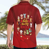 Chinese Zodiac Happy New Year Hawaiian Shirt Festive Cartoon Illustration Style
