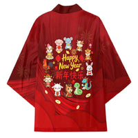 Chinese Zodiac Happy New Year Kimono Festive Cartoon Illustration Style
