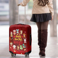 Chinese Zodiac Happy New Year Luggage Cover Festive Cartoon Illustration Style