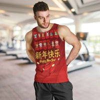 Chinese Zodiac Happy New Year Men Tank Top Festive Cartoon Illustration Style