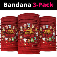 Chinese Zodiac Happy New Year Neck Gaiter Festive Cartoon Illustration Style