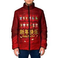 Chinese Zodiac Happy New Year Padded Jacket Festive Cartoon Illustration Style