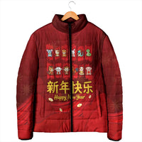 Chinese Zodiac Happy New Year Padded Jacket Festive Cartoon Illustration Style