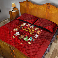 Chinese Zodiac Happy New Year Quilt Bed Set Festive Cartoon Illustration Style