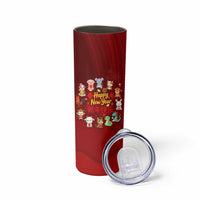 Chinese Zodiac Happy New Year Skinny Tumbler Festive Cartoon Illustration Style