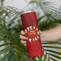 Chinese Zodiac Happy New Year Skinny Tumbler Festive Cartoon Illustration Style