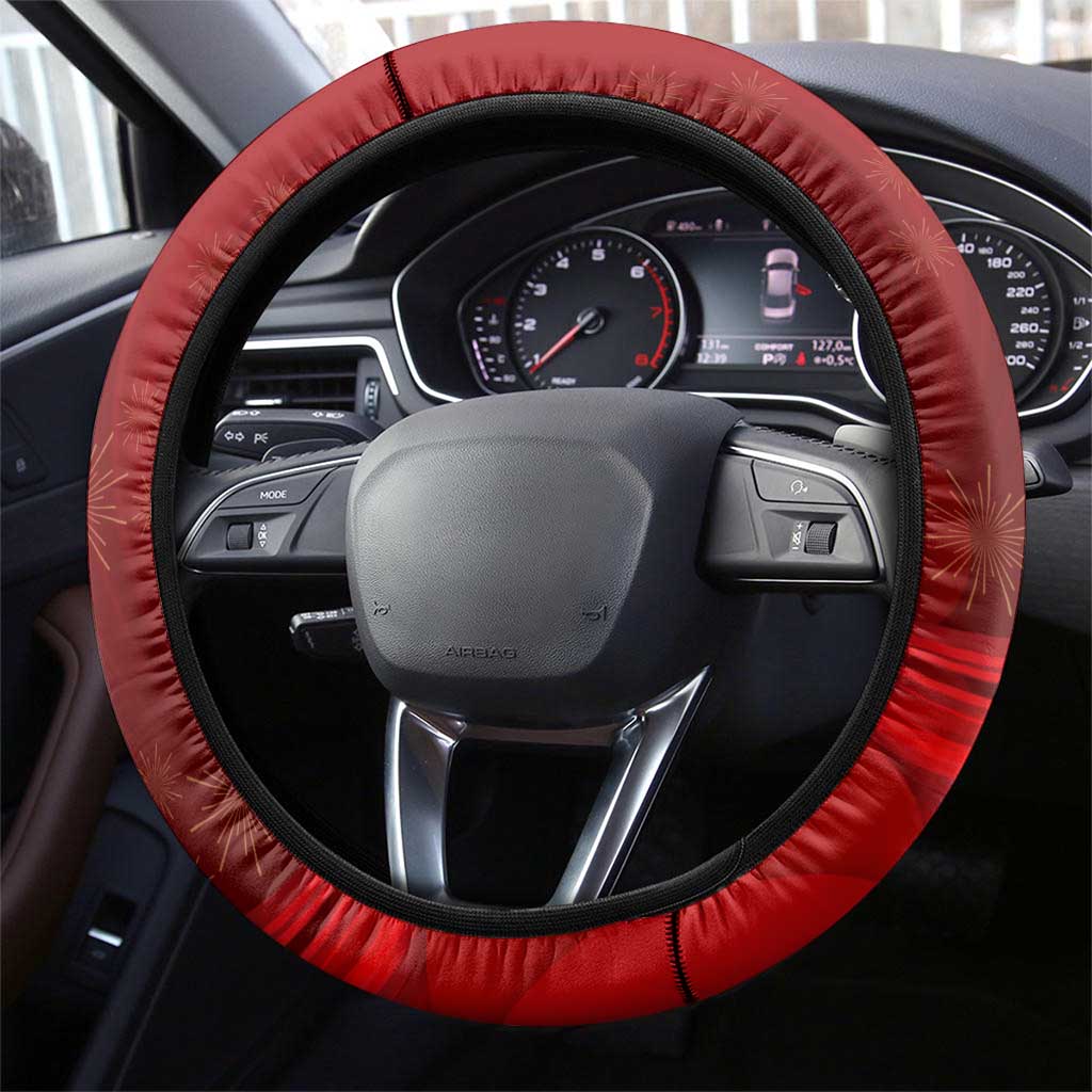 Chinese Zodiac Happy New Year Steering Wheel Cover Festive Cartoon Illustration Style