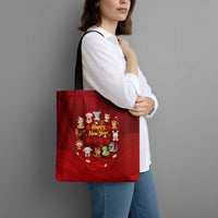 Chinese Zodiac Happy New Year Tote Bag Festive Cartoon Illustration Style