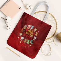 Chinese Zodiac Happy New Year Tote Bag Festive Cartoon Illustration Style