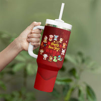 Chinese Zodiac Happy New Year Tumbler With Handle Festive Cartoon Illustration Style