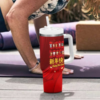 Chinese Zodiac Happy New Year Tumbler With Handle Festive Cartoon Illustration Style