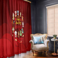 Chinese Zodiac Happy New Year Window Curtain Festive Cartoon Illustration Style