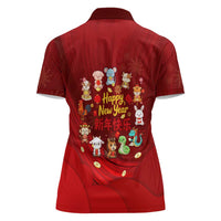 Chinese Zodiac Happy New Year Women Polo Shirt Festive Cartoon Illustration Style