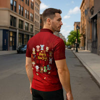 Chinese Zodiac Happy New Year Zipper Polo Shirt Festive Cartoon Illustration Style