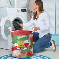 Free Iran Laundry Basket Lion and Sun Emblem Grunge Paint Splash Style