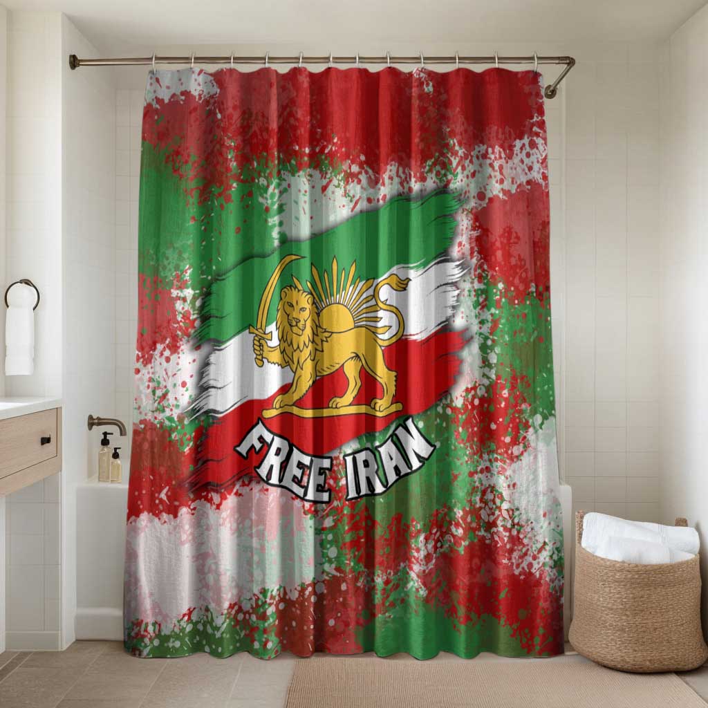 Free Iran Bathroom Set Lion and Sun Emblem Grunge Paint Splash Style