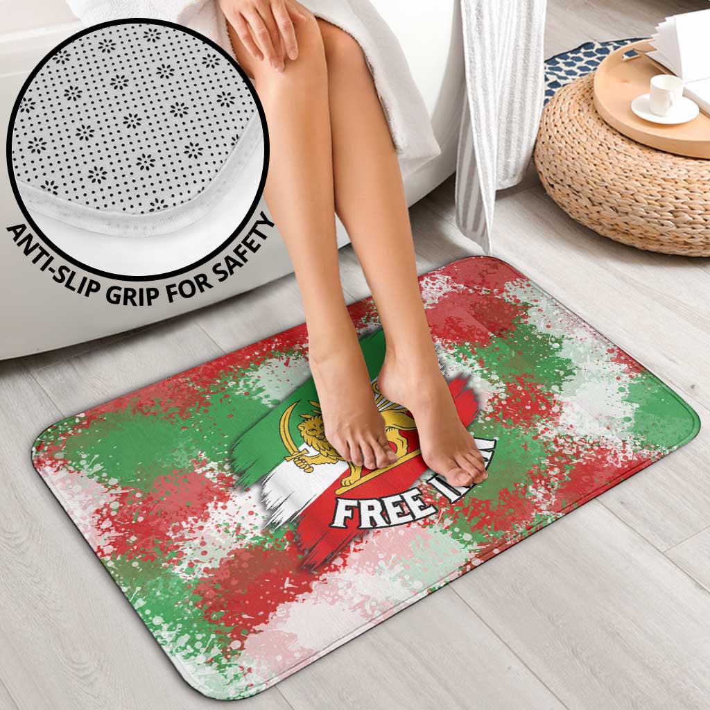 Free Iran Bathroom Set Lion and Sun Emblem Grunge Paint Splash Style