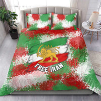 Free Iran Bedding Set Lion and Sun Emblem Grunge Paint Splash Style