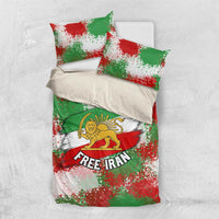 Free Iran Bedding Set Lion and Sun Emblem Grunge Paint Splash Style