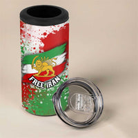 Free Iran 4 in 1 Can Cooler Tumbler Lion and Sun Emblem Grunge Paint Splash Style