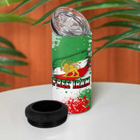 Free Iran 4 in 1 Can Cooler Tumbler Lion and Sun Emblem Grunge Paint Splash Style