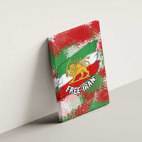 Free Iran Canvas Wall Art Lion and Sun Emblem Grunge Paint Splash Style