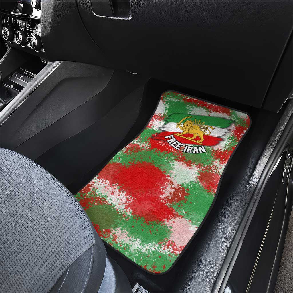 Free Iran Car Mats Lion and Sun Emblem Grunge Paint Splash Style