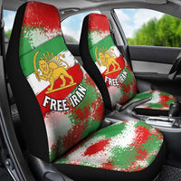 Free Iran Car Seat Cover Lion and Sun Emblem Grunge Paint Splash Style