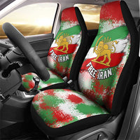 Free Iran Car Seat Cover Lion and Sun Emblem Grunge Paint Splash Style