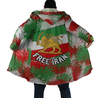 Free Iran Cloak Lion and Sun Emblem Grunge Paint Splash Style