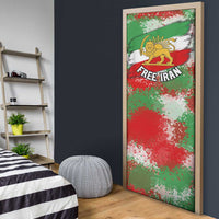 Free Iran Door Cover Lion and Sun Emblem Grunge Paint Splash Style