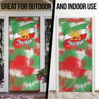 Free Iran Door Cover Lion and Sun Emblem Grunge Paint Splash Style