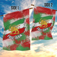 Free Iran Garden Flag Lion and Sun Emblem Grunge Paint Splash Style