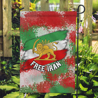 Free Iran Garden Flag Lion and Sun Emblem Grunge Paint Splash Style