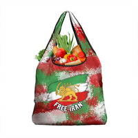 Free Iran Grocery Bag Lion and Sun Emblem Grunge Paint Splash Style